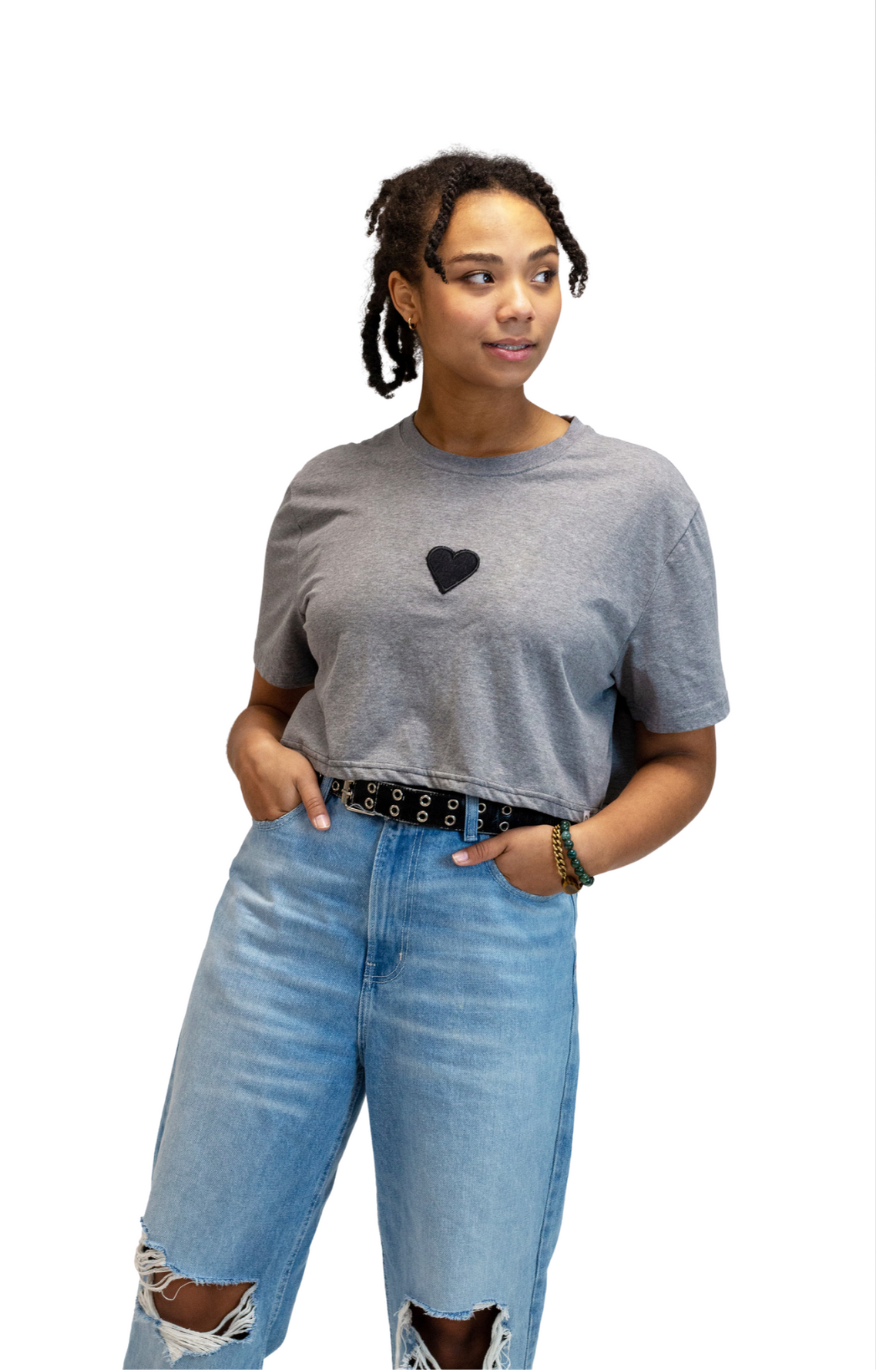 Cropped Puffy Heart Tee - M